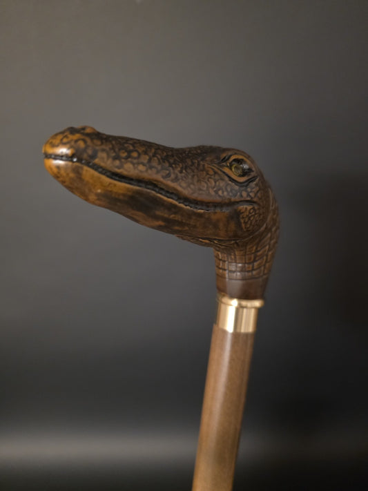 36" Antique Style Gator Head Walking Stick Cane