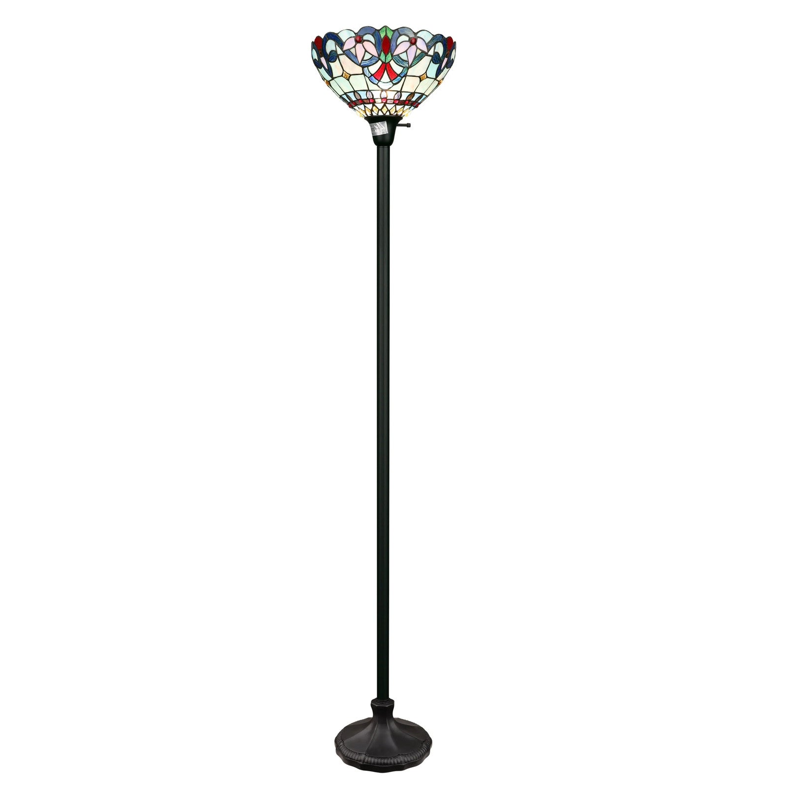 70.5" Antique Vintage Style Stained Glass Torchiere Floor Lamp