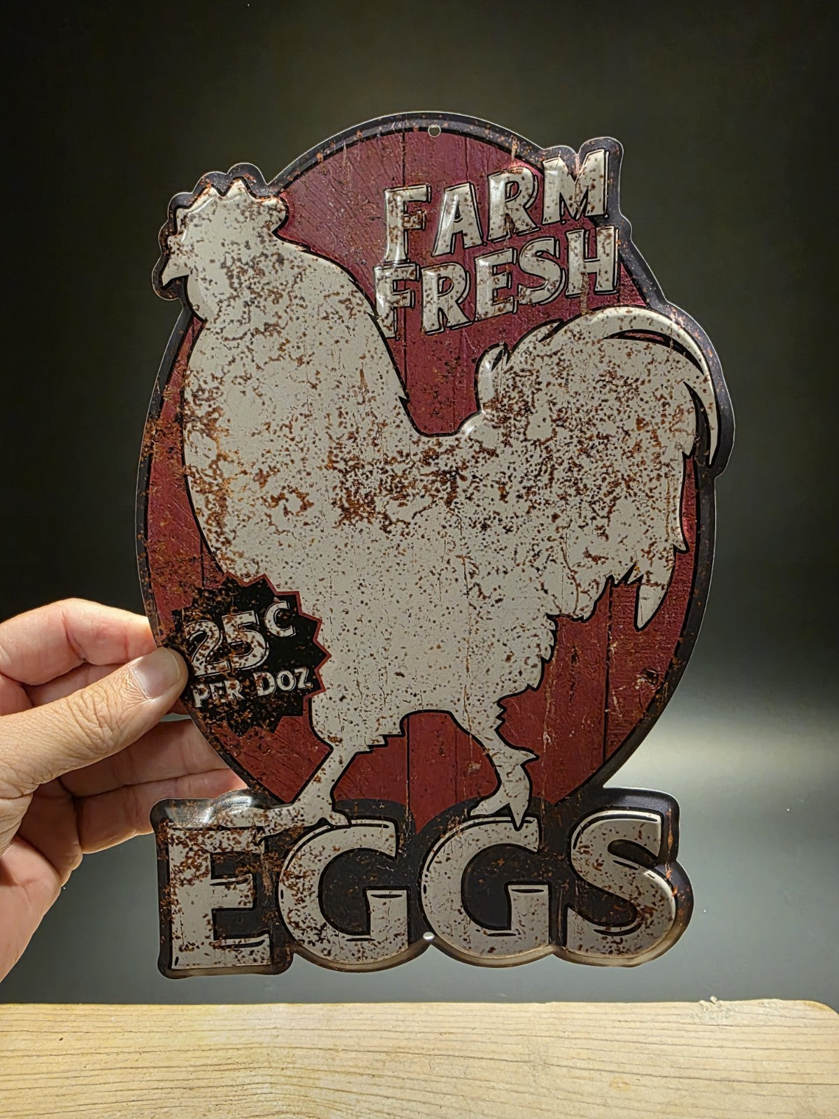 11" Metal Vintage Style Fresh Eggs Sign