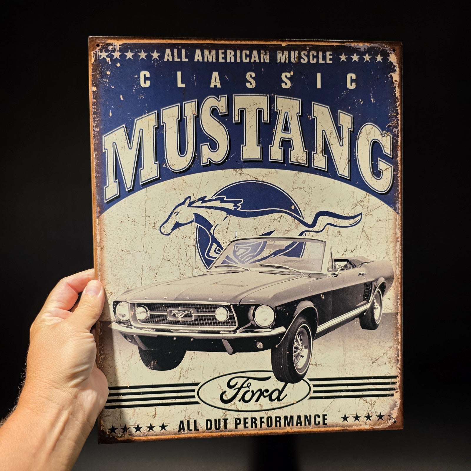 Vintage Style Ford Mustang Classic Tin Metal Sign American Muscle Car Garage