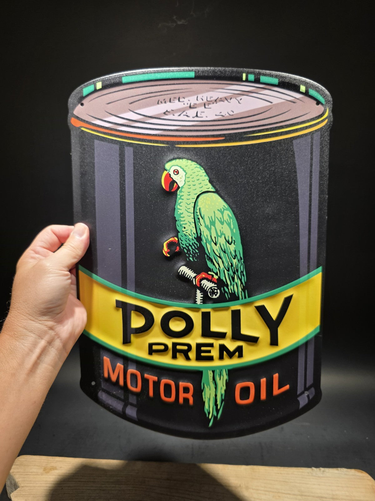 16" Metal Vintage Style Polly Motor Oil Sign
