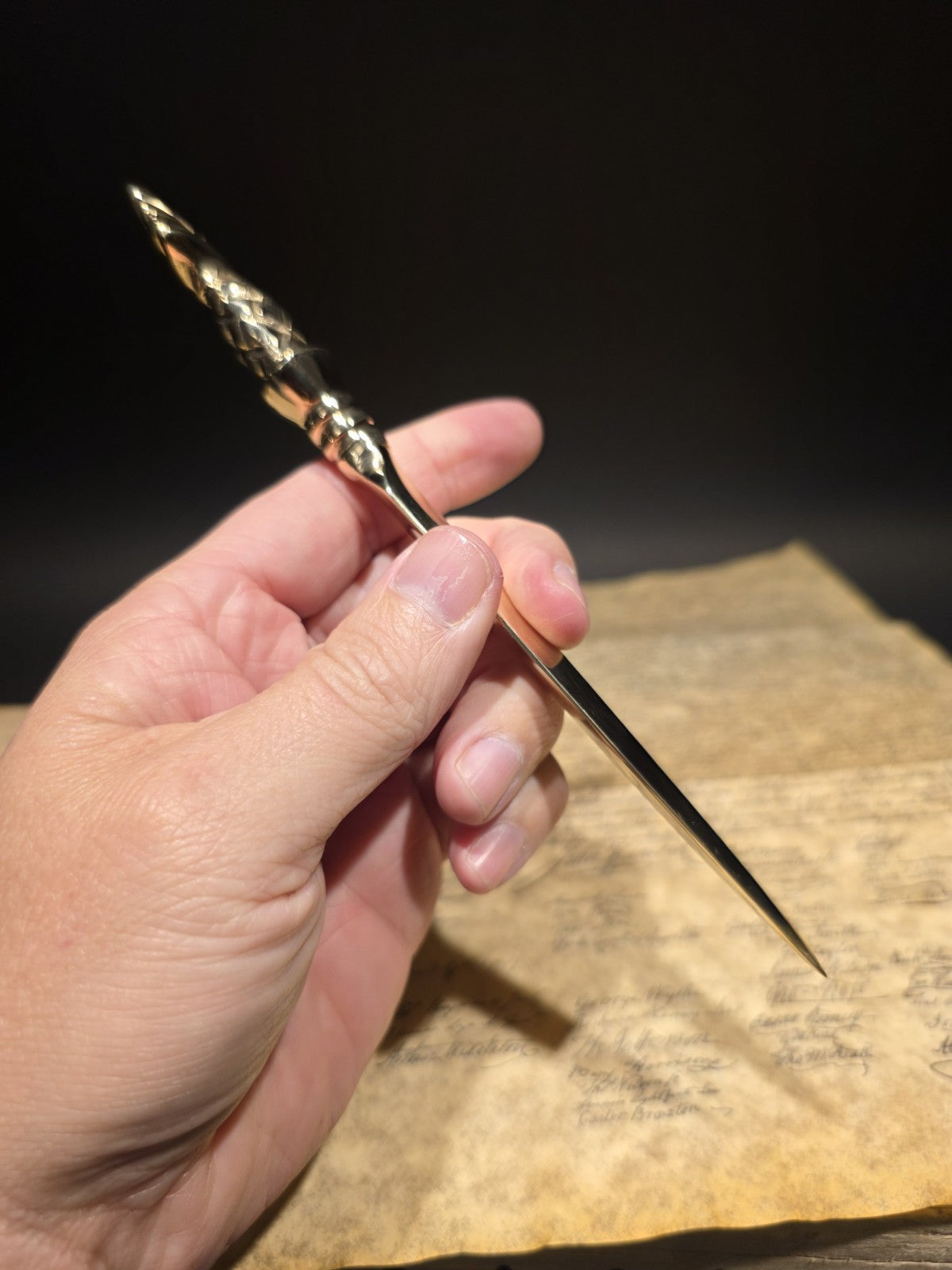 Vintage Style Brass Pineapple Handle Letter Opener
