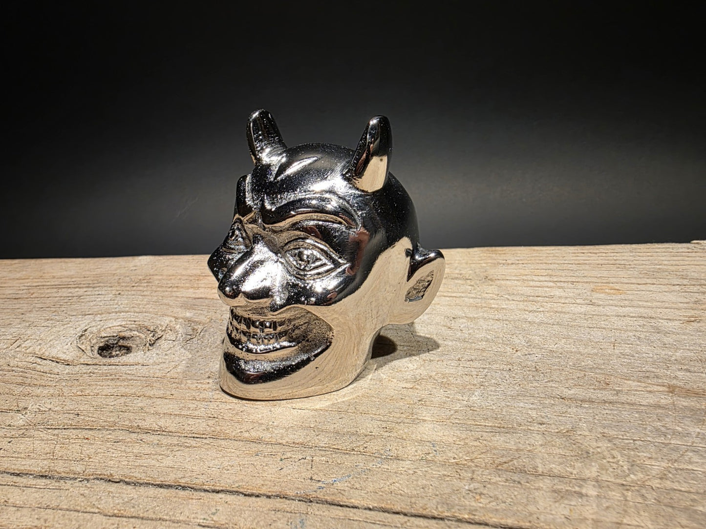 Vintage Style Devil Skull Metal Shifter Knob Hood Ornament- Undrilled