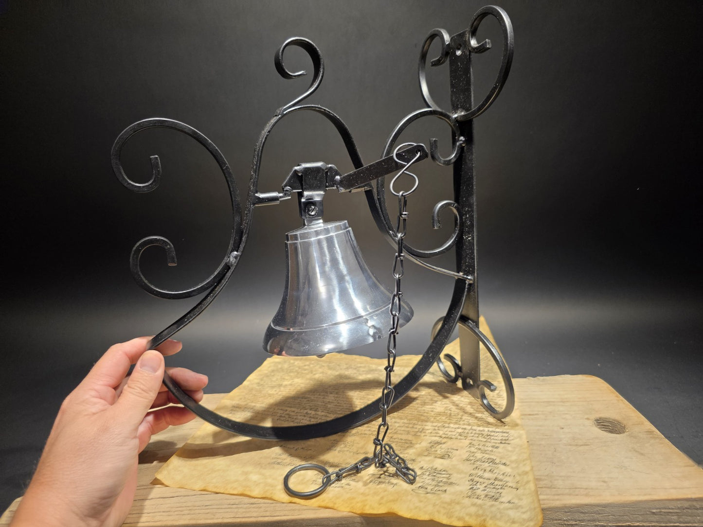 Antique Style Wrought Iron Scrollwork Wall Mounted Garden/Home Bell