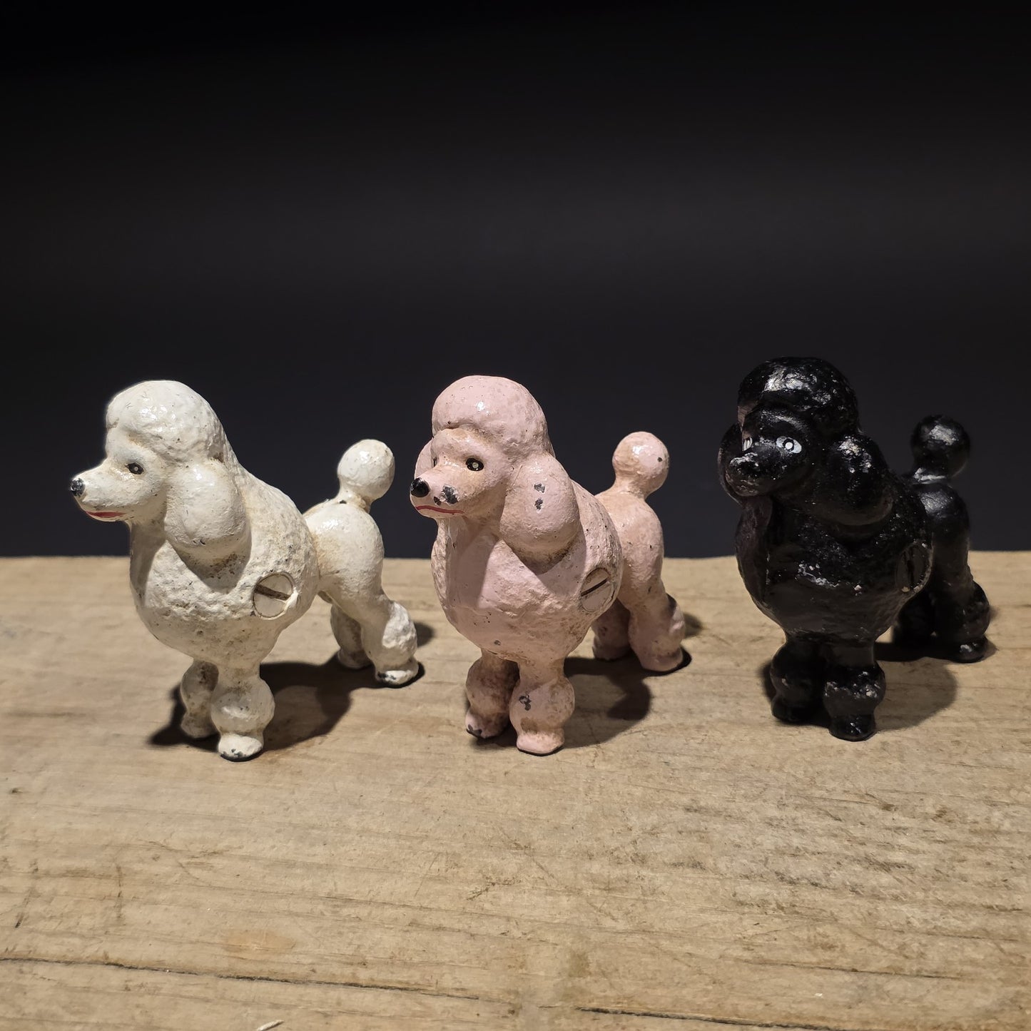3 Cast Iron Poodle Dog Figurine – Vintage Style Black Poodle Statue