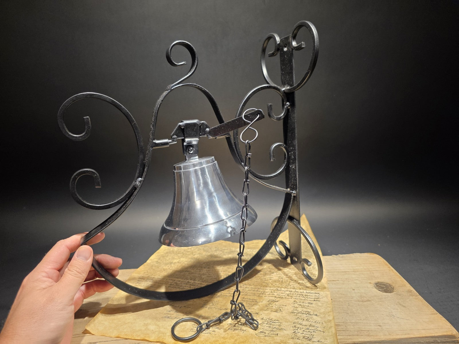 Antique Style Wrought Iron Scrollwork Wall Mounted Garden/Home Bell