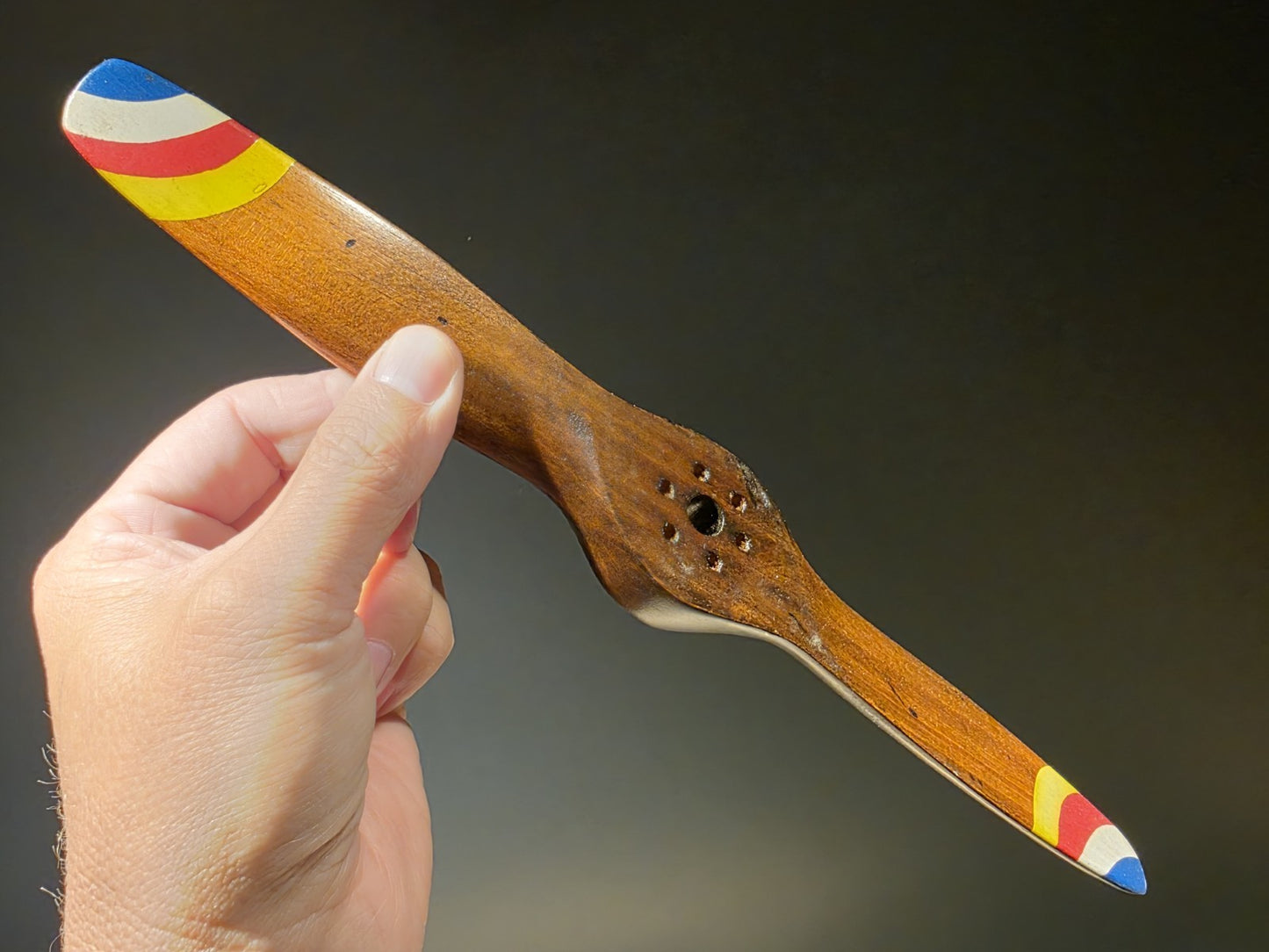 12" Miniature Bleriot Carved Mahogany Wood Airplane Propeller