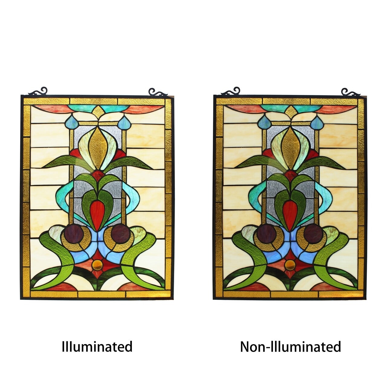 25" Rectangle Stained Glass Hanging Window Pane Suncatcher