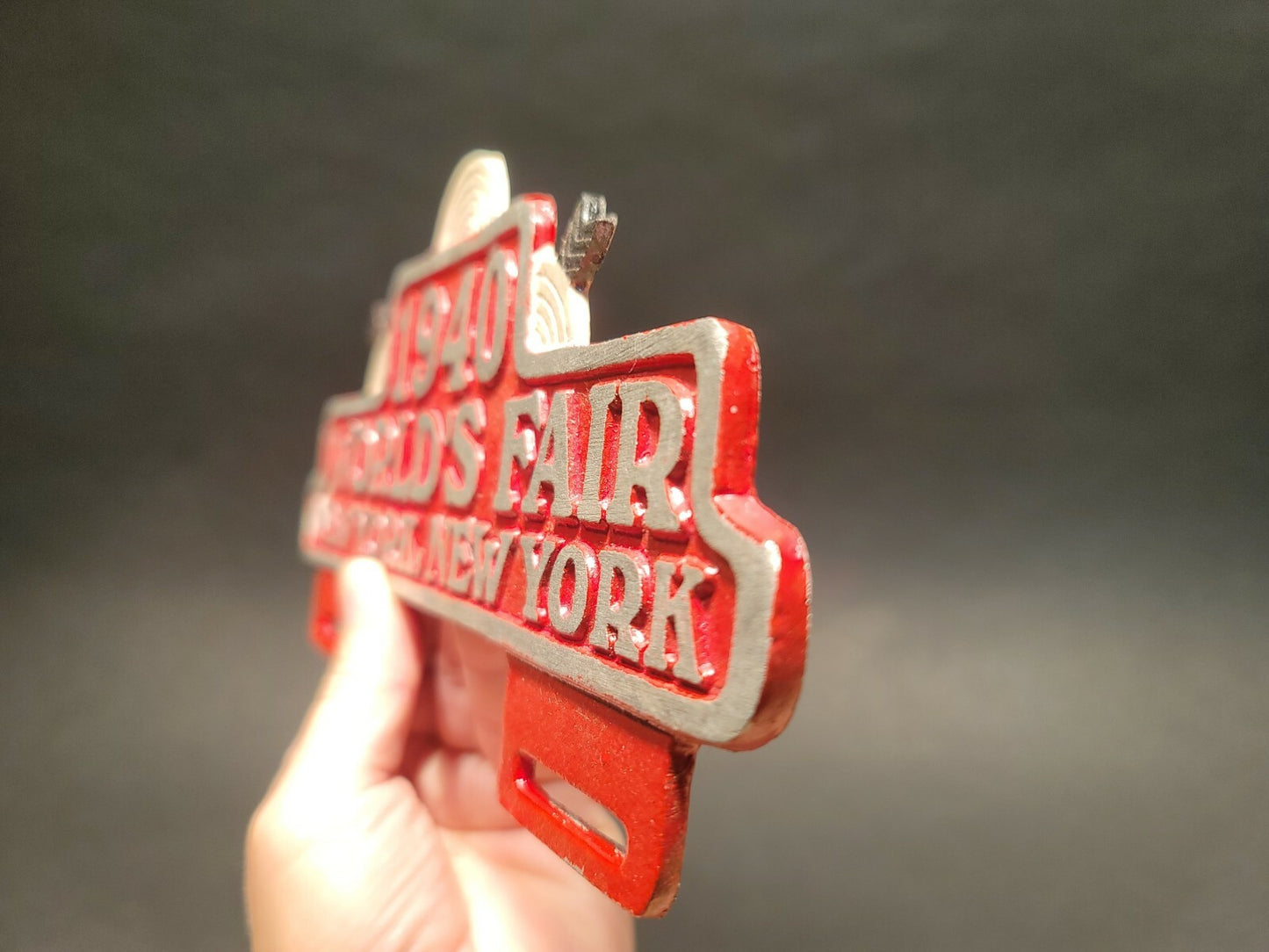 Vintage Antique Style 1940 World's Fair New York License Plate Frame Topper
