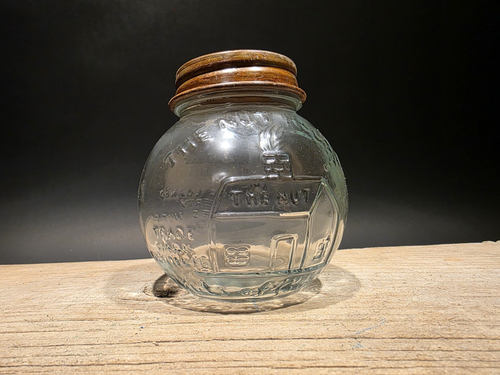 4 1/2" Antique Vintage Style Glass Nut House Store Jar
