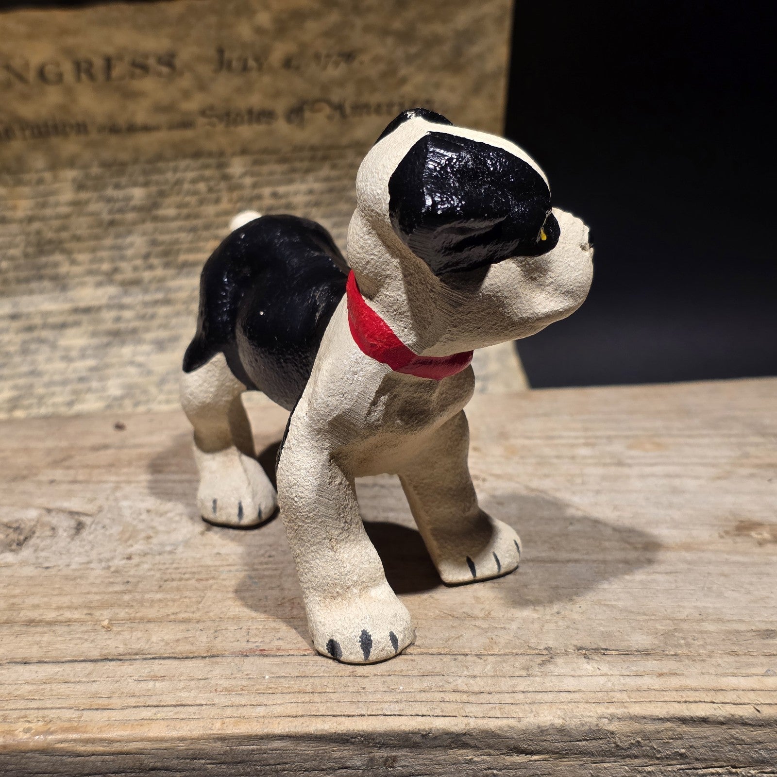 5" Antique Style Cast Iron Boston Terrier Dog Door Stop