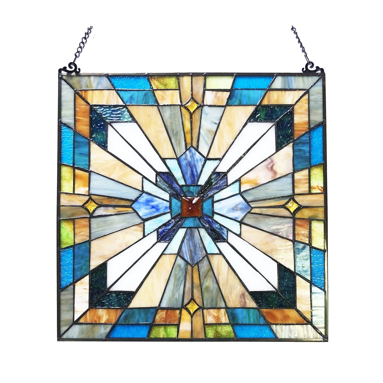 20" Square Panel Stained Glass Window Hanging Panel Suncatcher