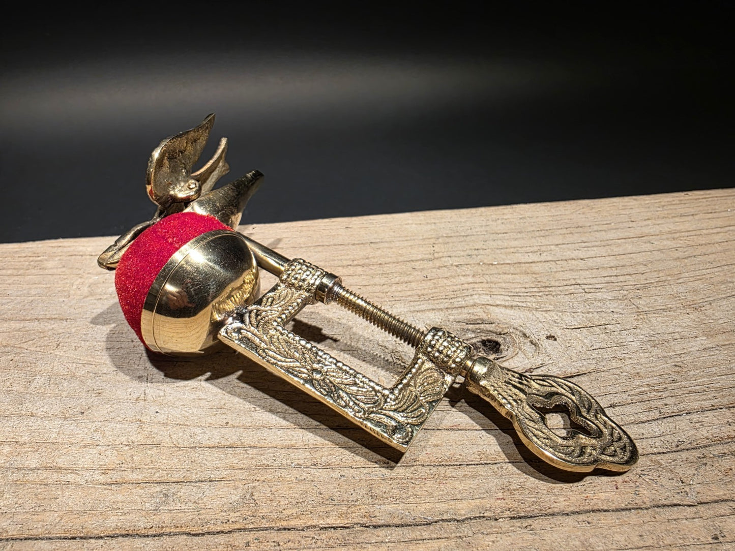 6" Brass Eagle Sewing Clamp Pin Cushion