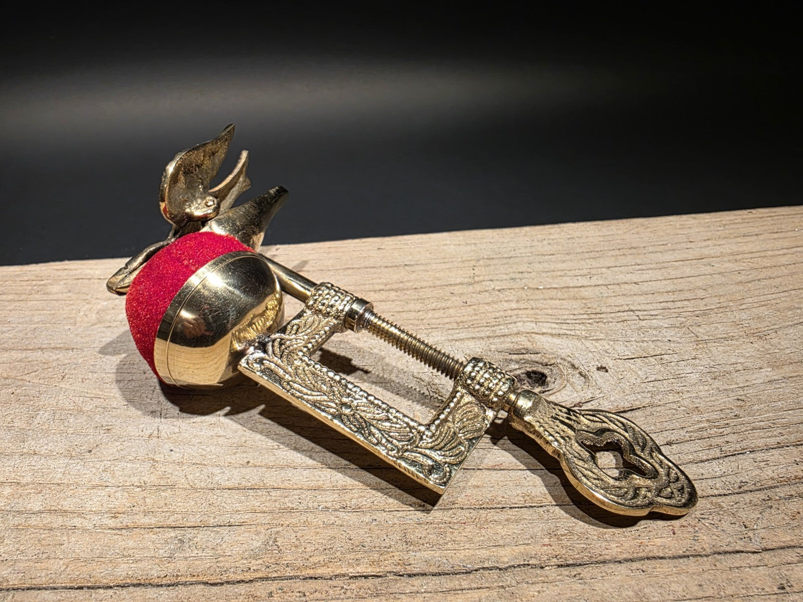 6" Brass Eagle Sewing Clamp Pin Cushion