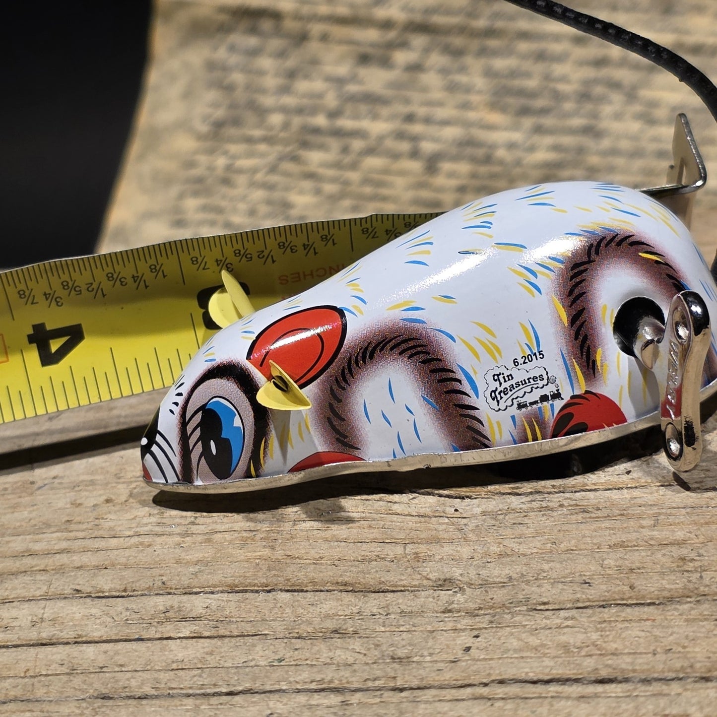 New Vintage Tin Litho Mouse Toy  Wind Up Mechanical Mouse