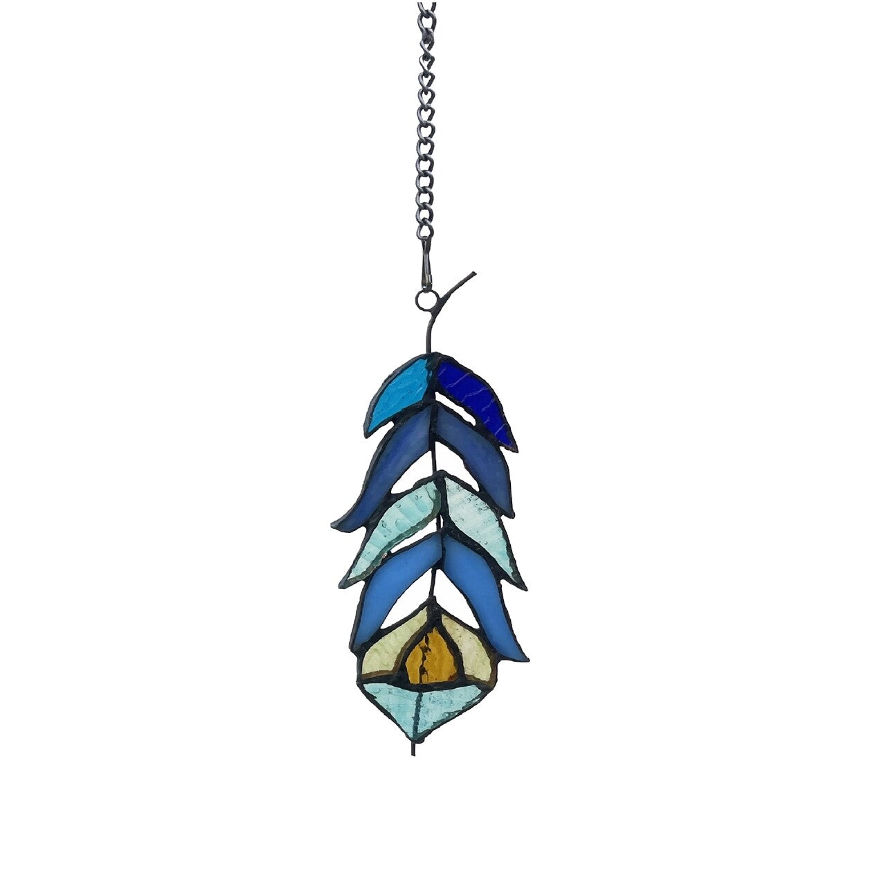 7 1/2" Stained Glass Feather Window Hanging Panel Suncatcher