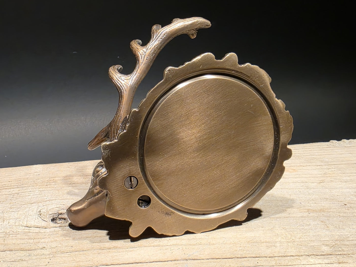 6" Antique Style Brass Stag Pen Holder