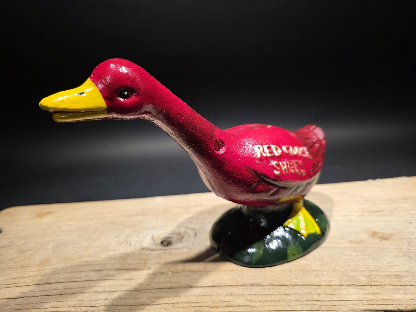 9" Vintage Style Red Goose Shoes Cast Iron Goose Bank  Advertising Bank