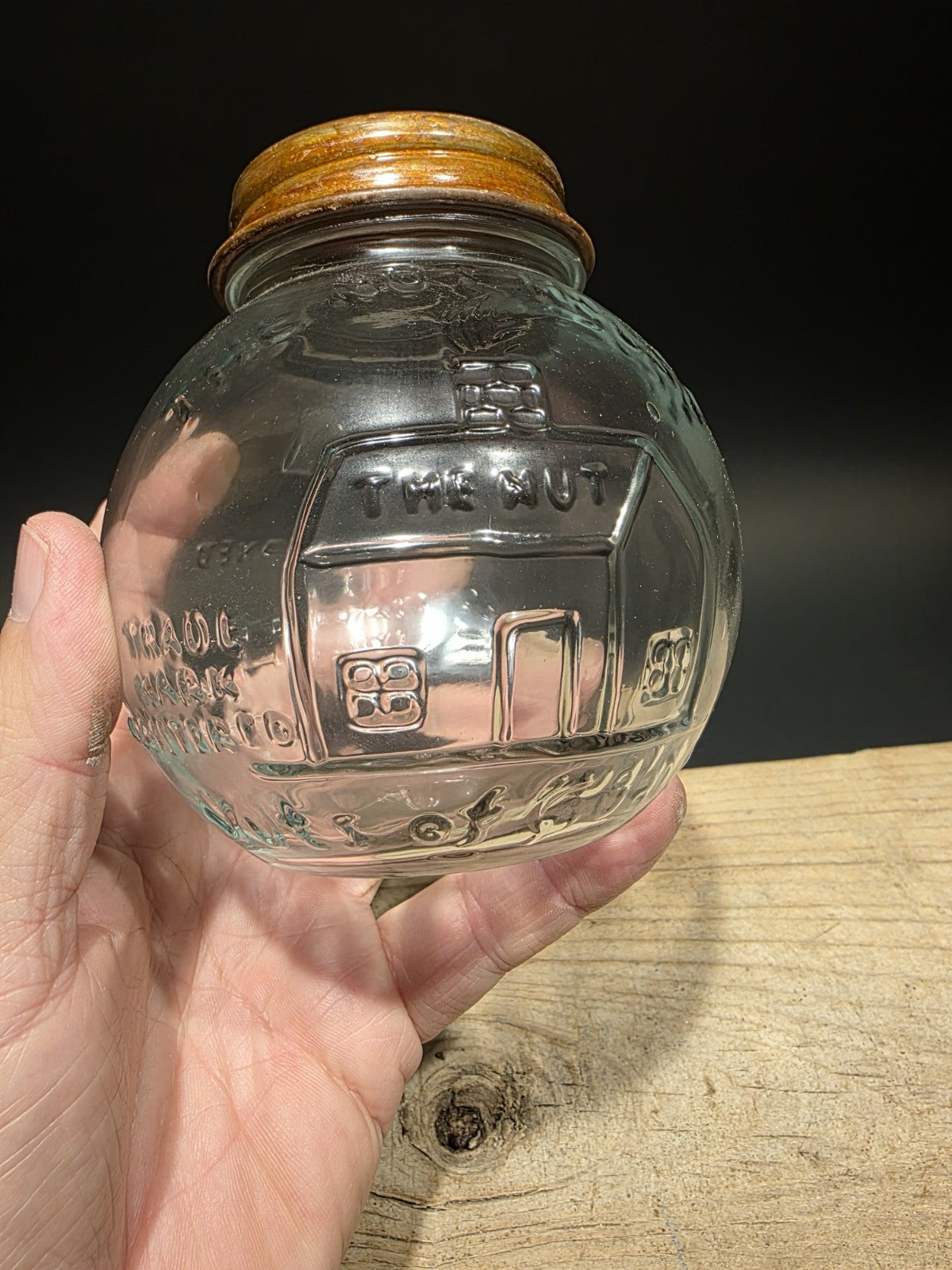 4 1/2" Antique Vintage Style Glass Nut House Store Jar
