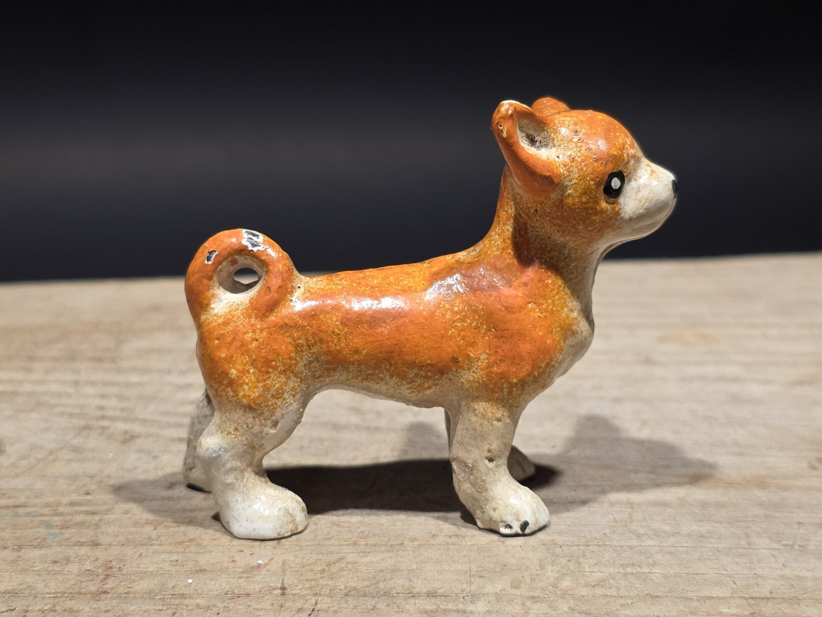 Vintage Antique Style Miniature Cast Iron Chihuahua Dog Figurine Dog