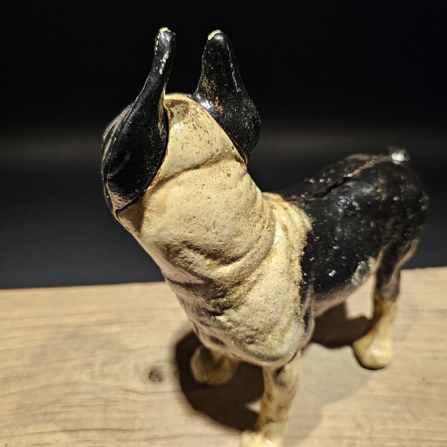 Antique Style Cast Iron Boston Terrier Dog Door Stop Coin Bank