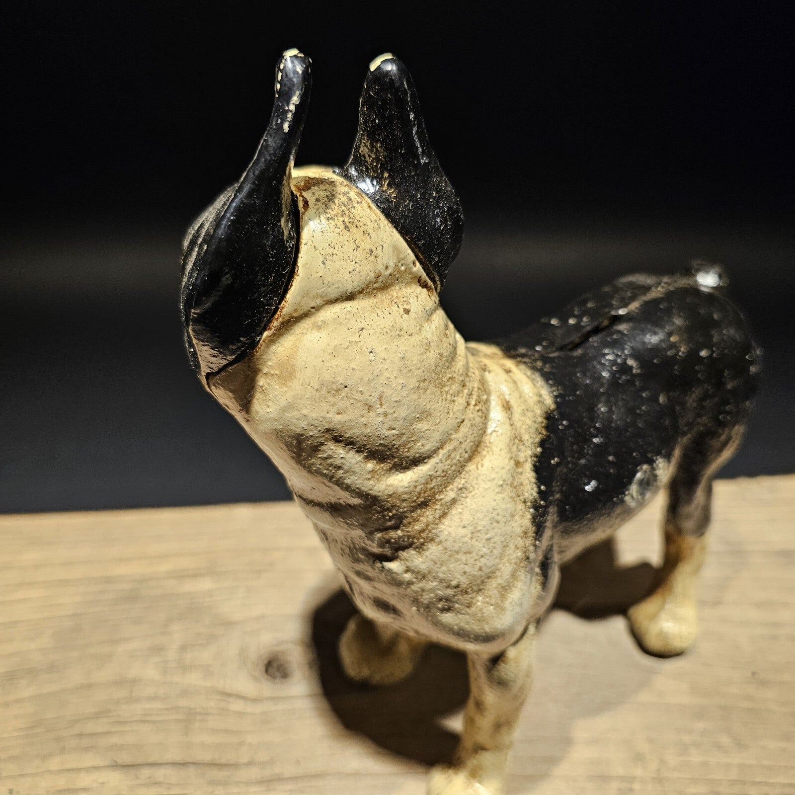 Antique Style Cast Iron Boston Terrier Dog Door Stop Coin Bank