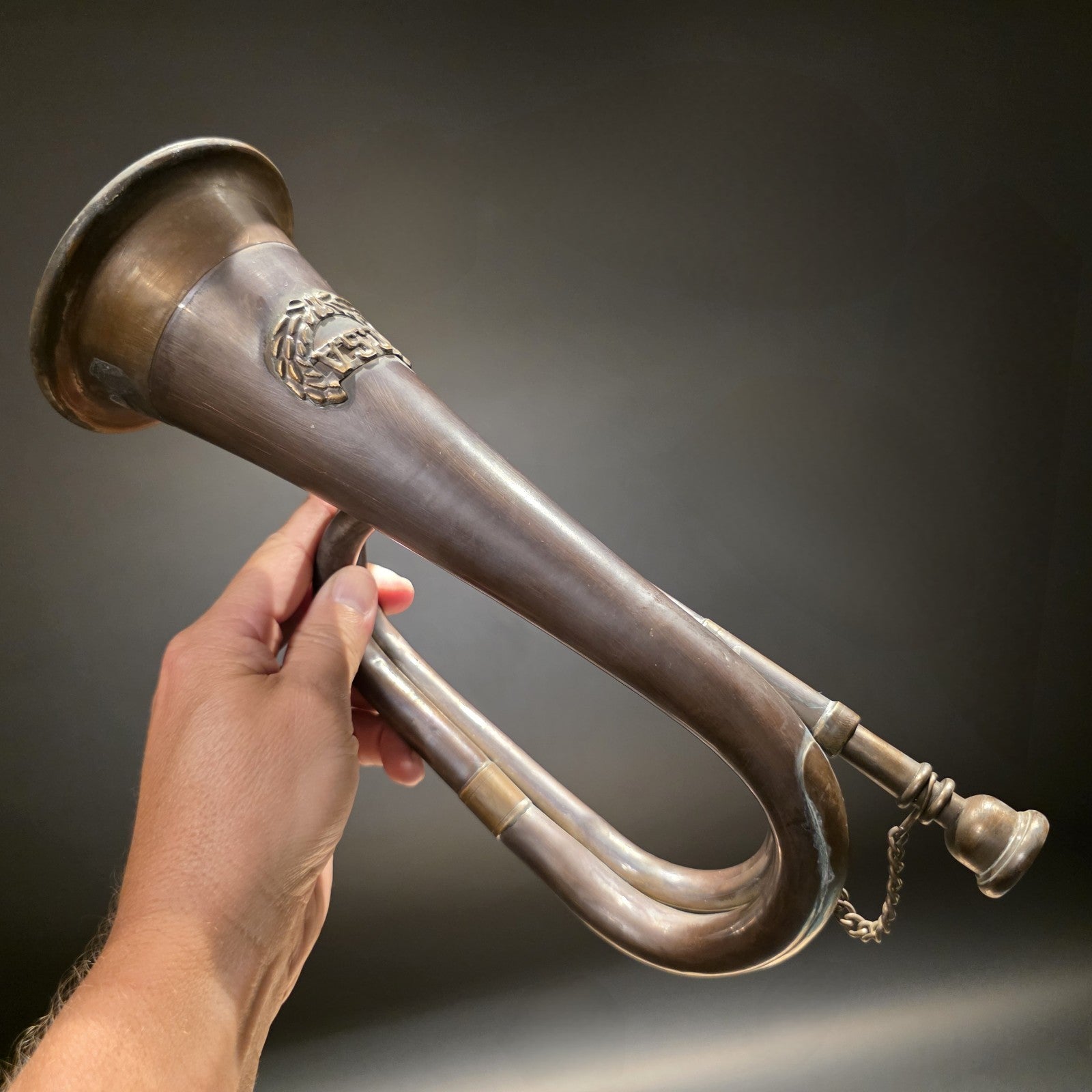 12" Antique Style Civil War Confederate CSA Bugle Copper Brass Signal Horn