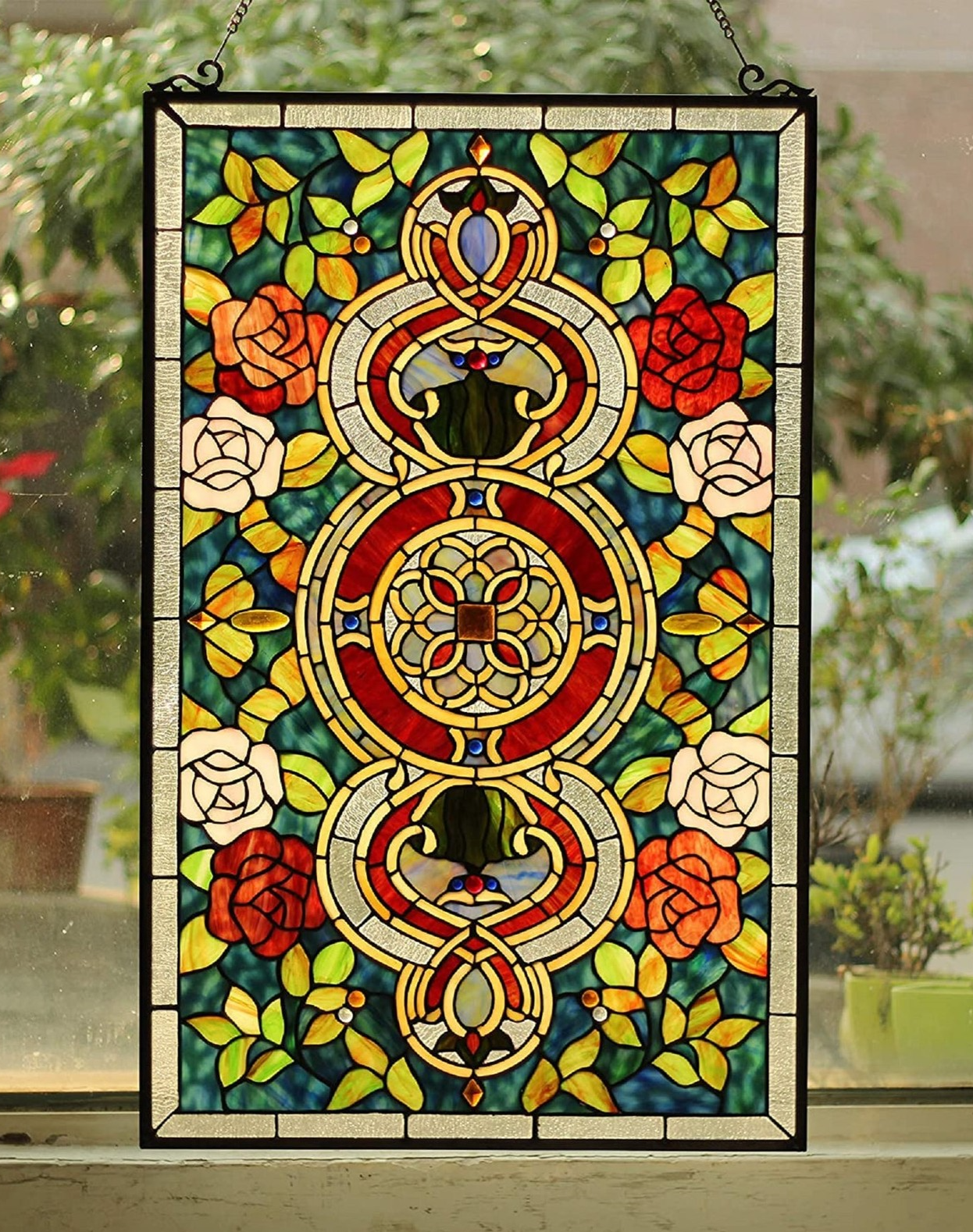 32" Stained Glass Window Hanging Panel Suncatcher