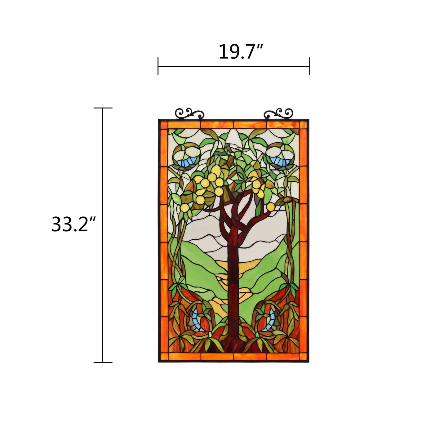 31.8" Tree Of Life Stained Glass Window Hanging Panel Suncatcher