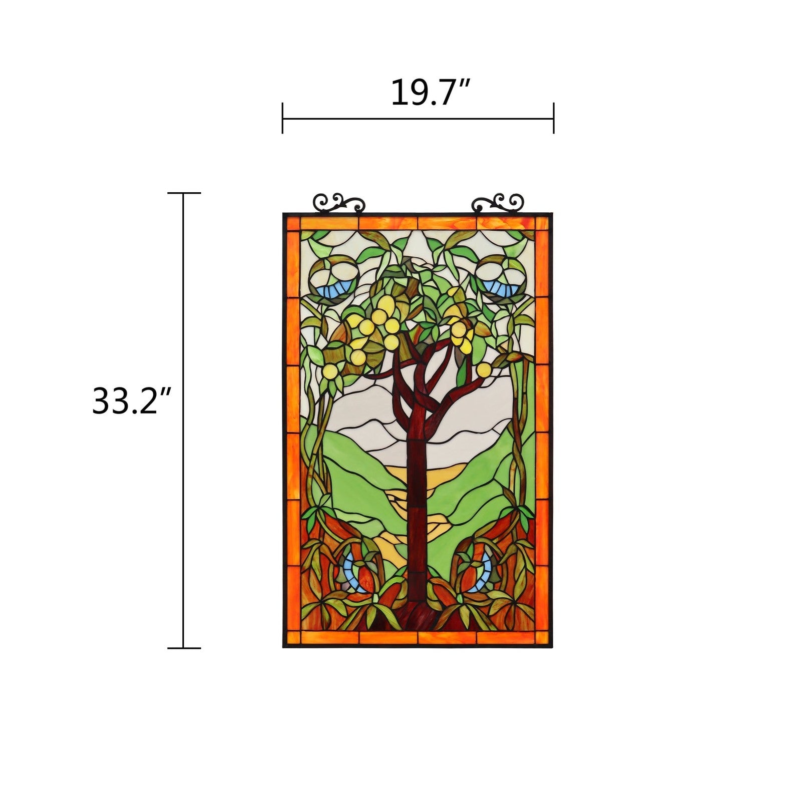 31.8" Tree Of Life Stained Glass Window Hanging Panel Suncatcher