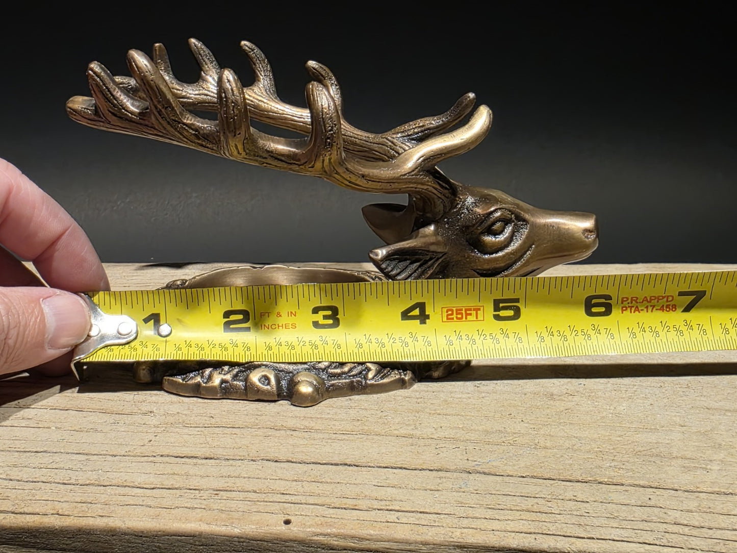 6" Antique Style Brass Stag Pen Holder