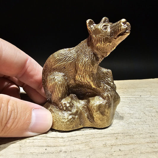 3" Antique Style Brass Bear Paperweight Desk Statue