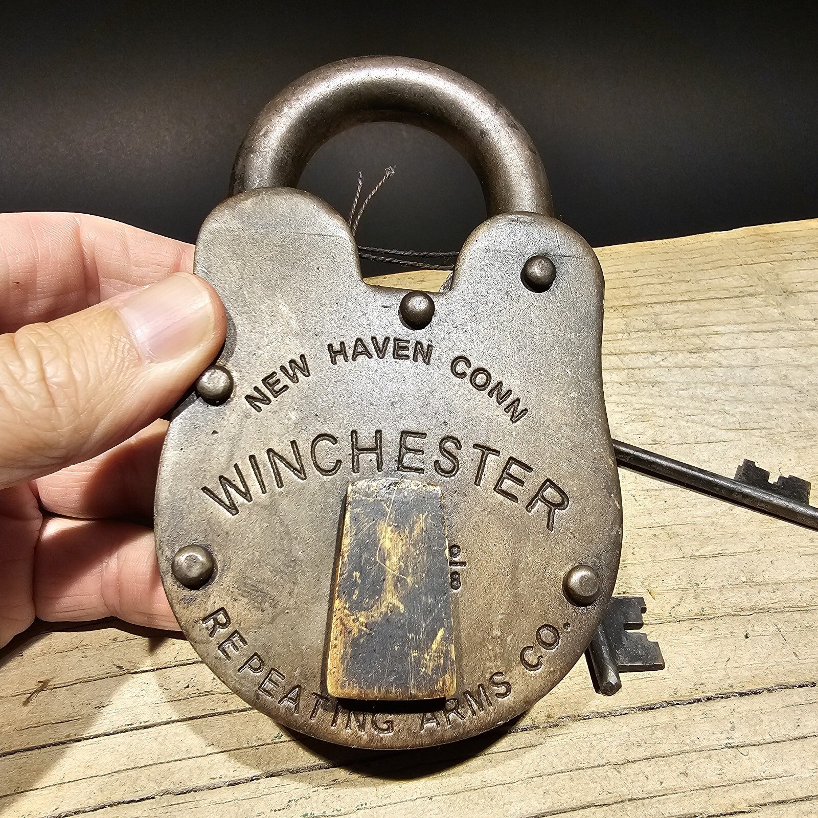 5" Antique Vintage Style Cast Iron Winchester Firearms Ammo Box Padlock Lock