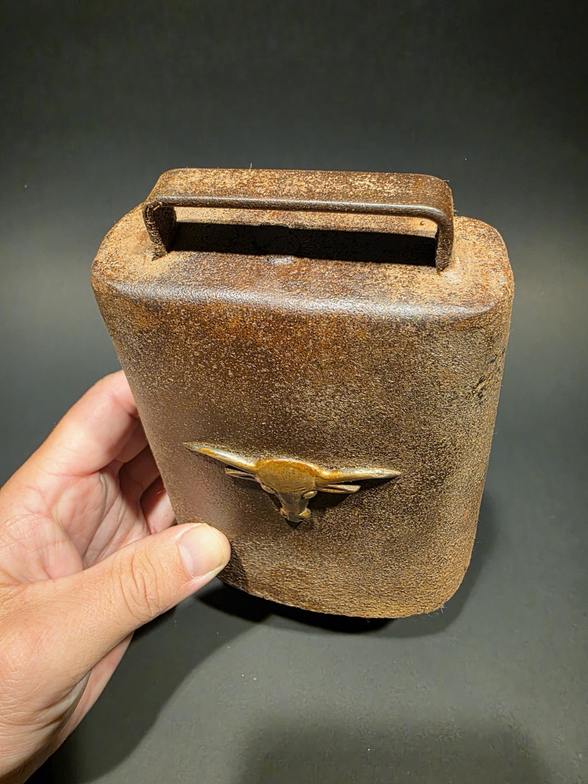 6 3/4" Primitive Vintage Antique Style Hand Wrought Iron Cow Bell