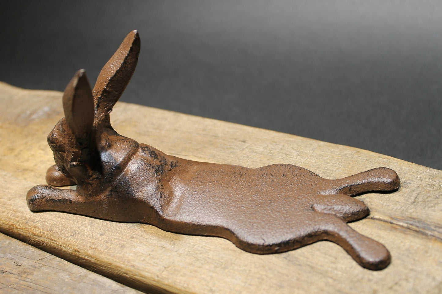Antique Vintage Style Cast Iron Door Stop Rabbit Hare Wedge Rust/Black