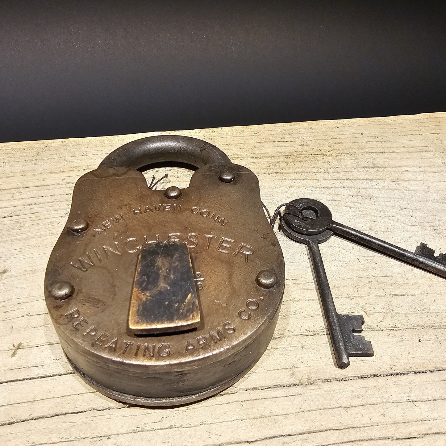 5" Antique Vintage Style Cast Iron Winchester Firearms Ammo Box Padlock Lock