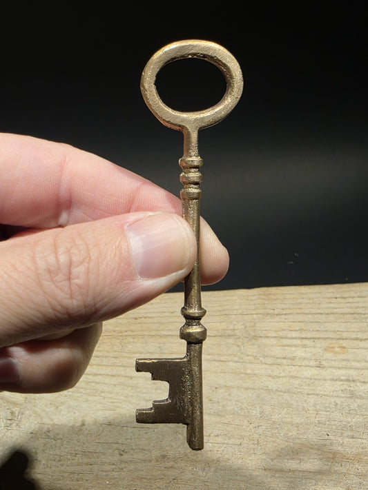 4" Antique Style Brass Large Skeleton Church Key