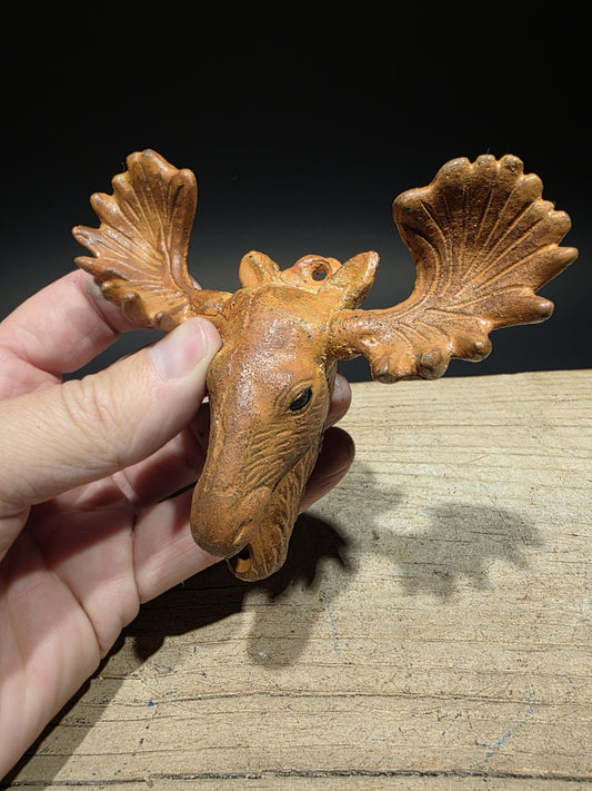 Antique Vintage Style Cast Iron Moose Head Bar Bottle Opener