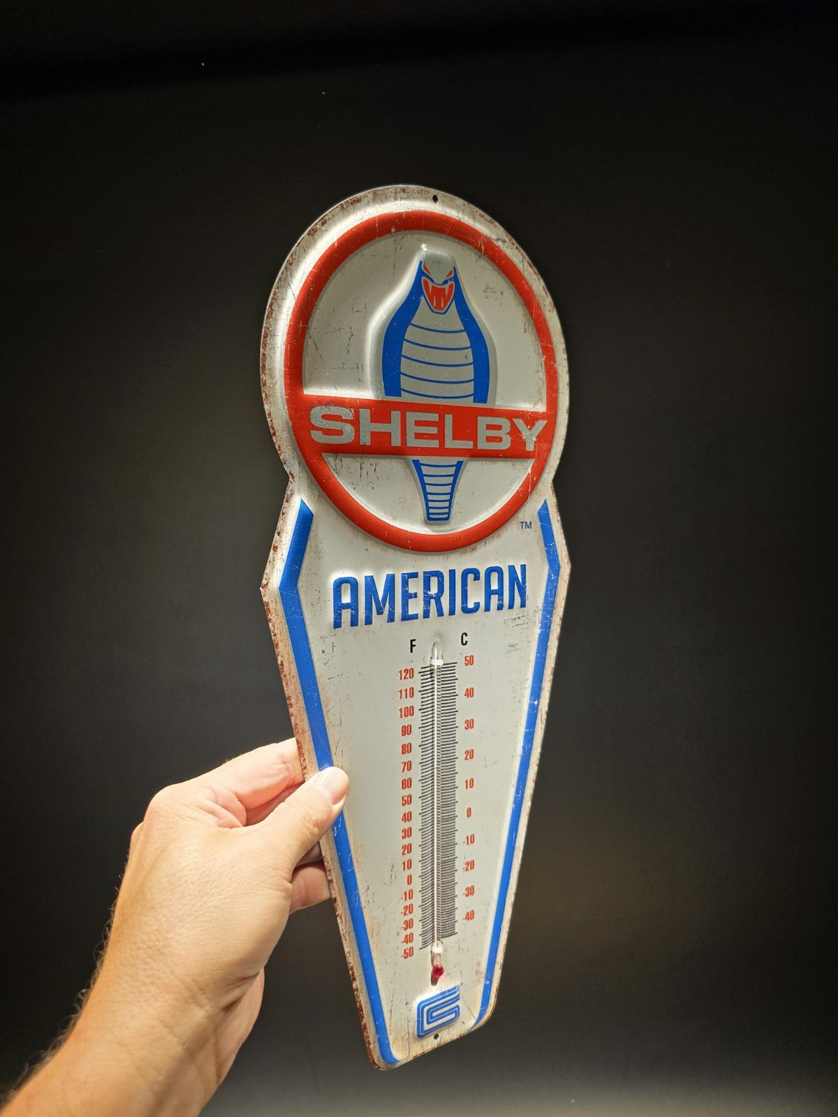 17.5 " Metal Vintage Style Ford Shelby American Thermometer Sign