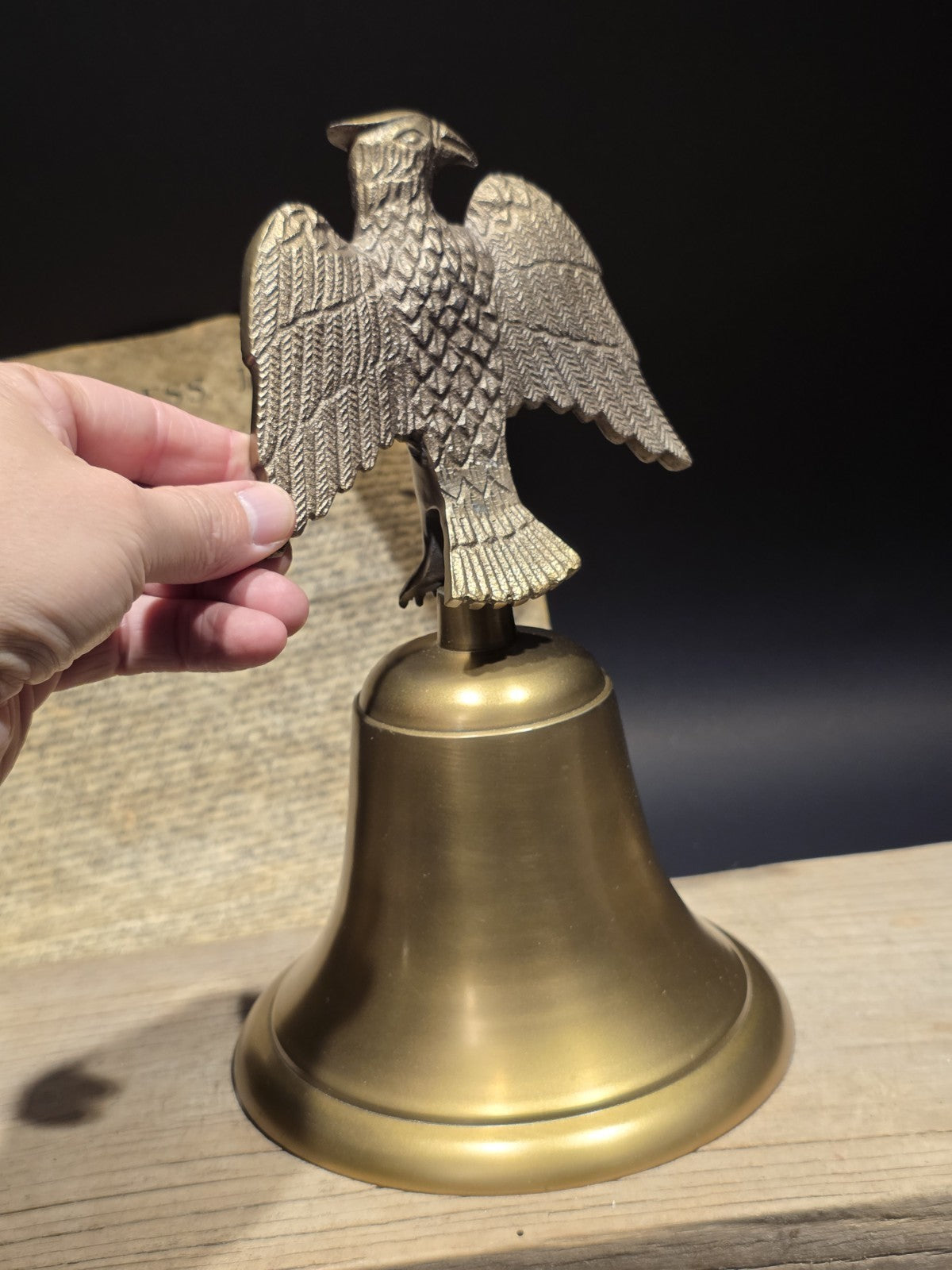 Large 11" Antique Style Brass Eagle Desk Call Bell Americana Federalist Style