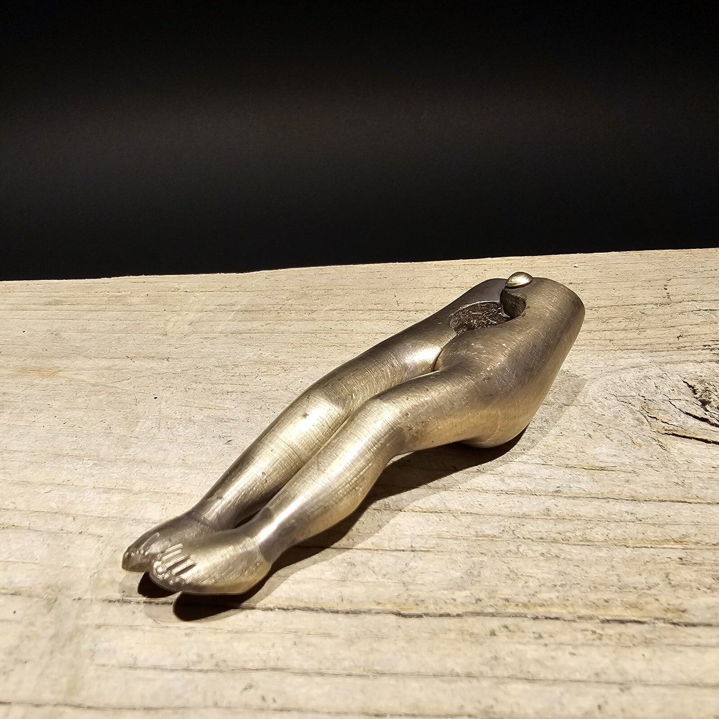 4" Antique Vintage Style Brass Risque Lady Legs Nut Cracker