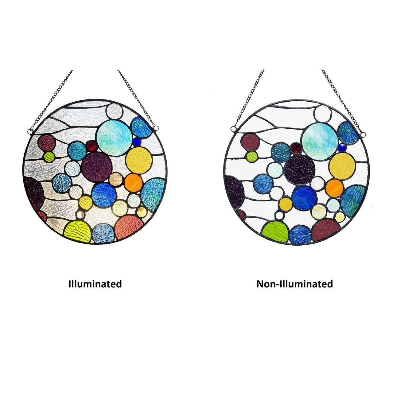 13" Round Stained Glass Window Hanging Panel Suncatcher