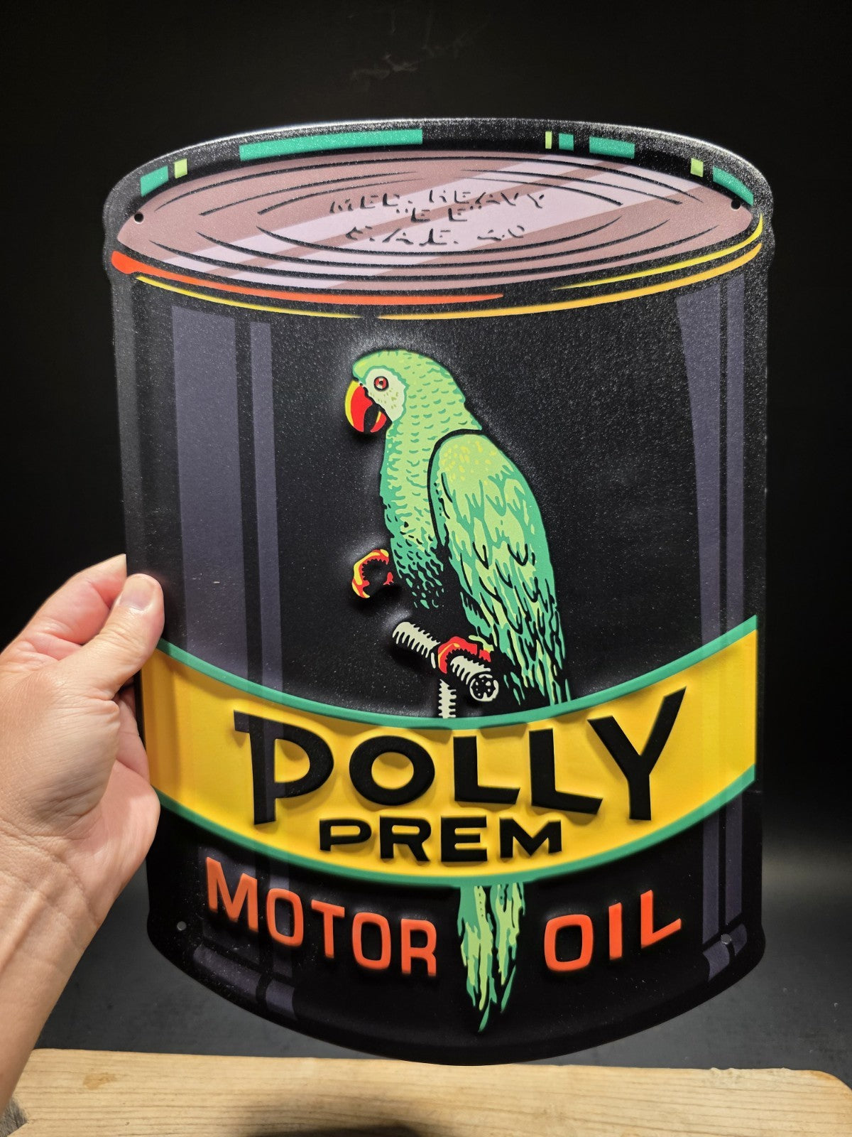 16" Metal Vintage Style Polly Motor Oil Sign