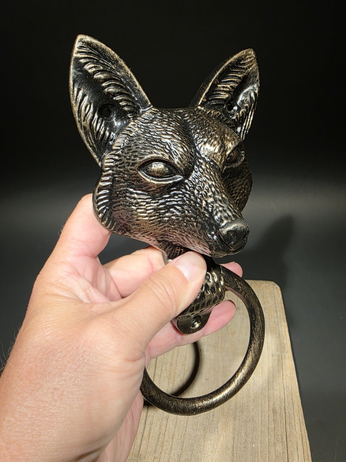 Antique Brass Vintage Style Cast Iron Fox Head Door Knocker