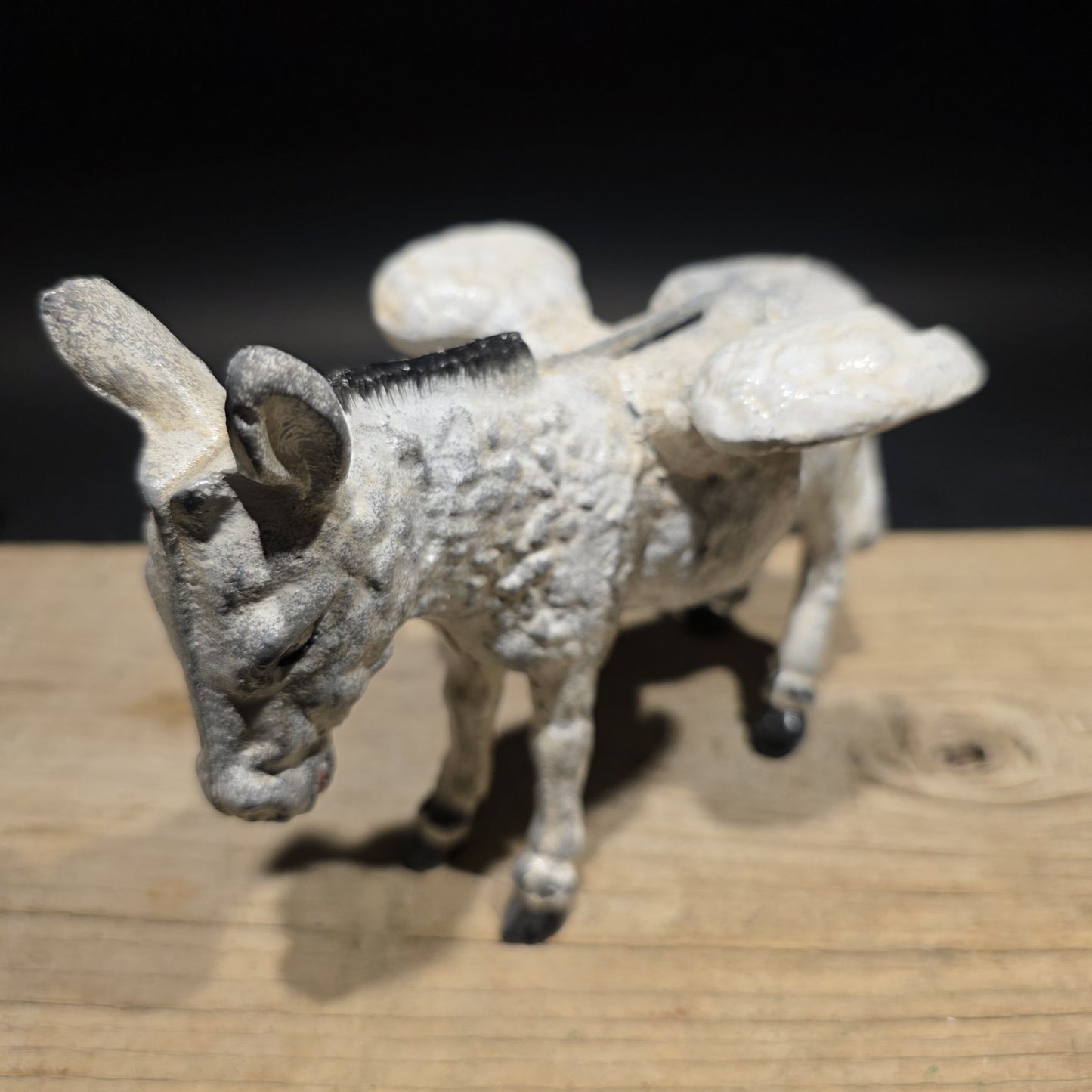 Antique Vintage Style Cast Iron Flying Donkey Coin Bank