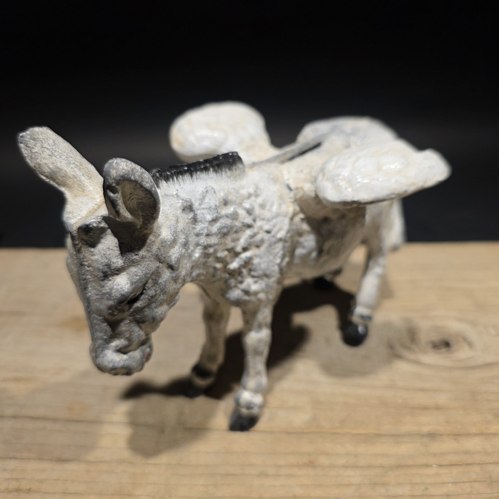 Antique Vintage Style Cast Iron Flying Donkey Coin Bank