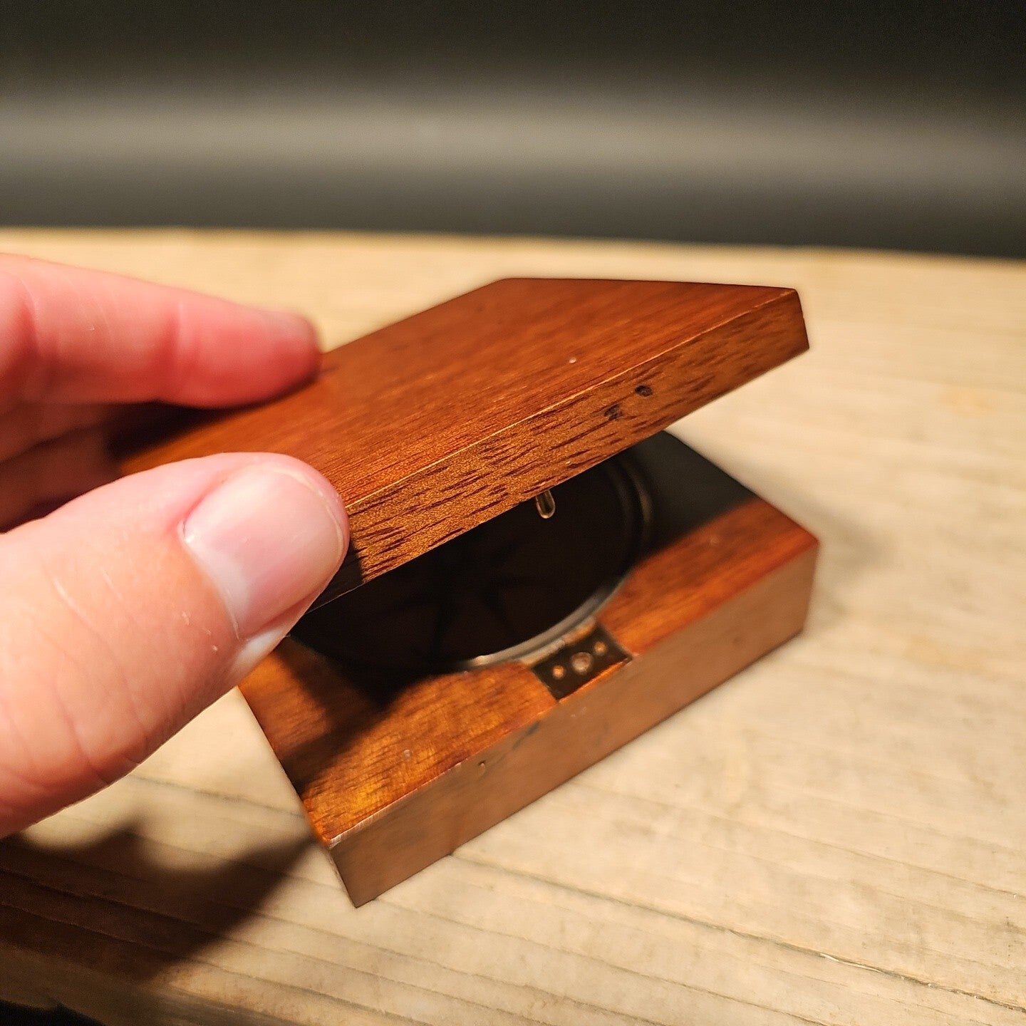 Antique Style Wood Brass Compass Box