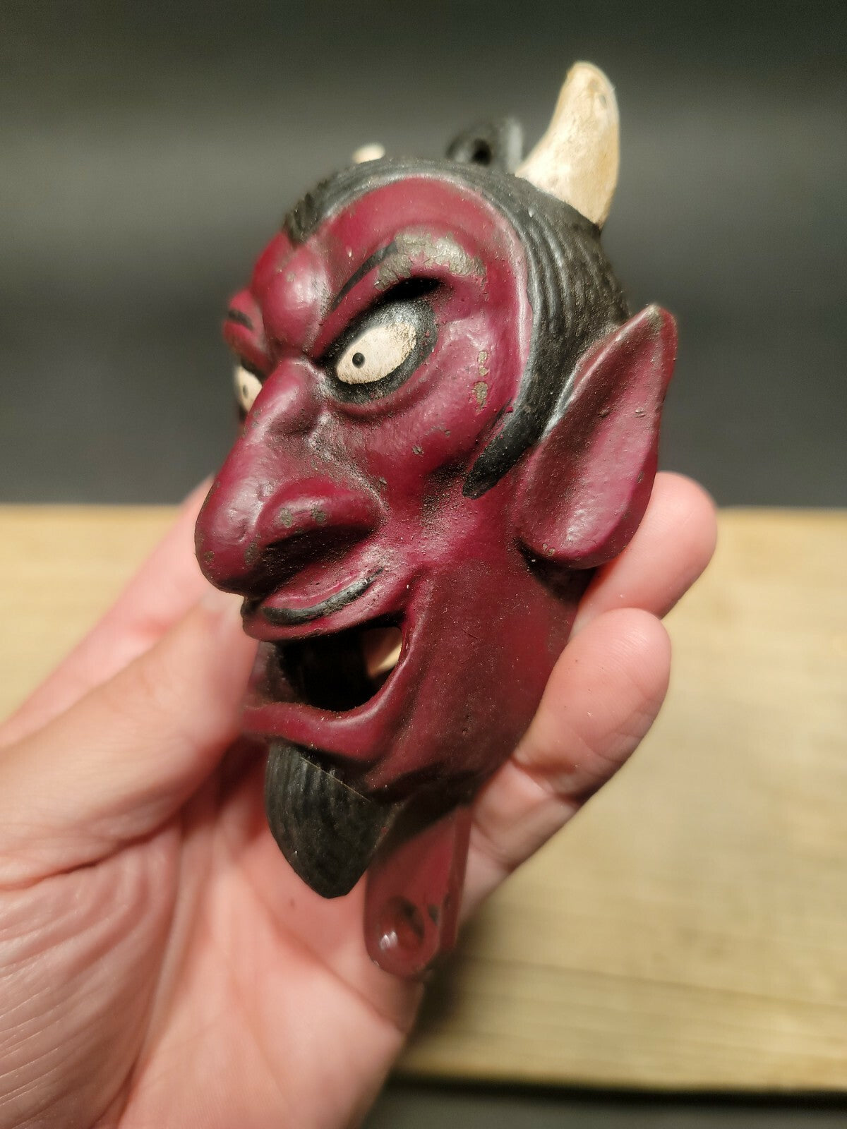 Antique Vintage Style Cast Iron folk art Devil Wall mount Bottle Opener