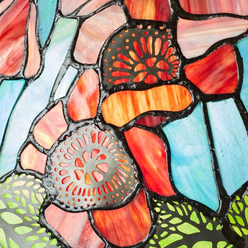 29.5"H Tiffany-Style Stained Glass Poppies Table Lamp