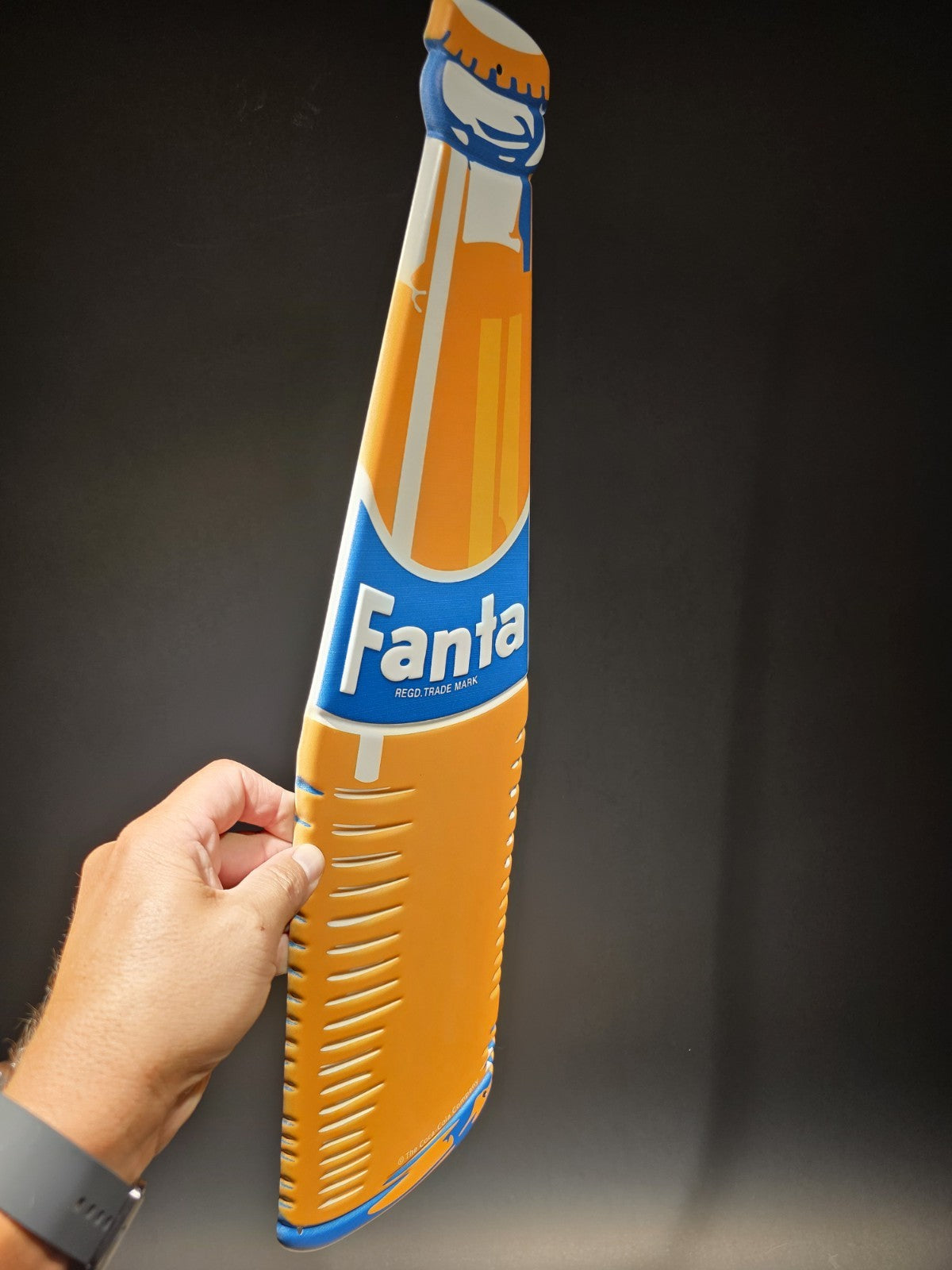 22" Vintage Style Metal Die Cut Fanta Bottle Sign